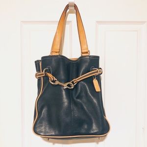 COACH Black and tan bucket bag